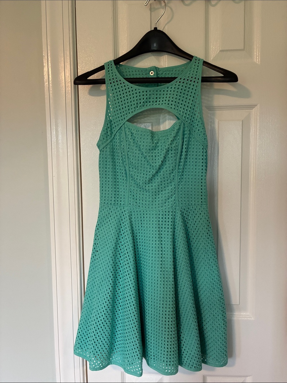Guess Mint Green Eyelet Cutout Fit-and-Flare Dress